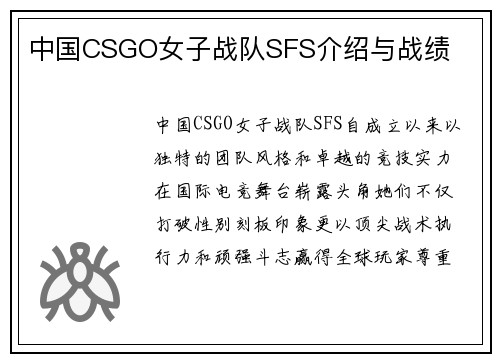 中国CSGO女子战队SFS介绍与战绩